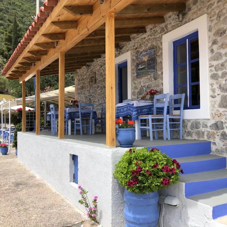 Blue Chairs in Greek Tavern